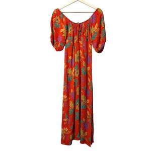 Billabong True Romance Maxi Dress Floral Off-Shoulder Red Women’s Size Medium